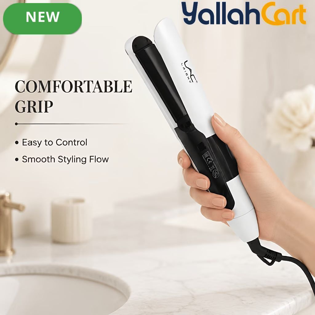 Durable Hair Straightening Iron White – Adjustable Heat Flat Iron