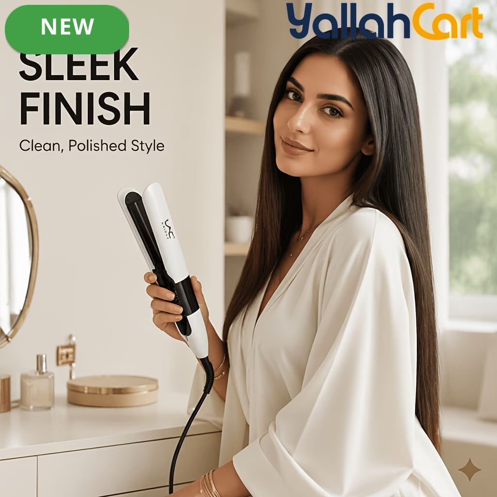 Durable Hair Straightening Iron White – Adjustable Heat Flat Iron