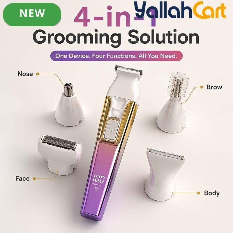 4-in-1 Women's Electric Grooming Kit Pink – Facial & Body Hair Remover
