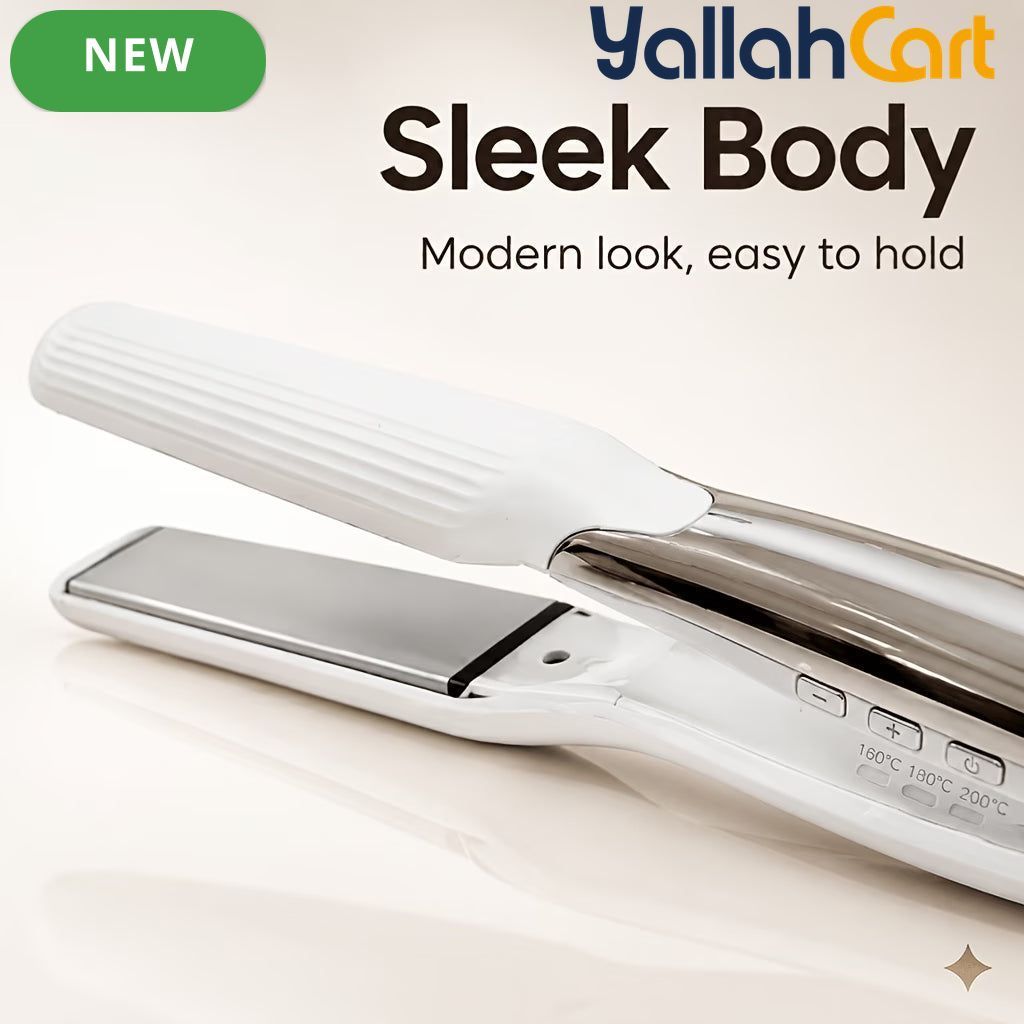 White Wide Plate Titanium Hair Straightener – Fast Heating Flat Iron