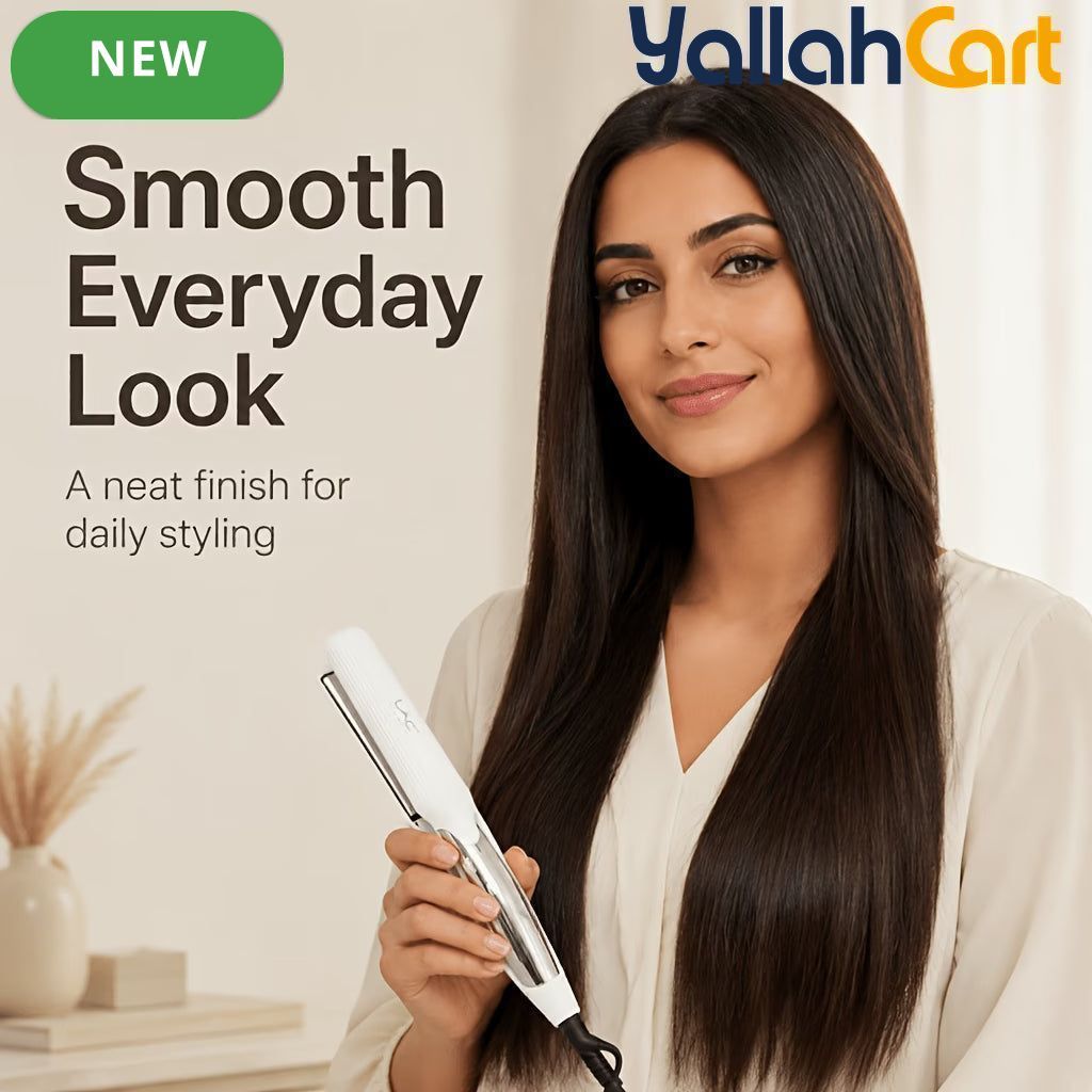 White Wide Plate Titanium Hair Straightener – Fast Heating Flat Iron