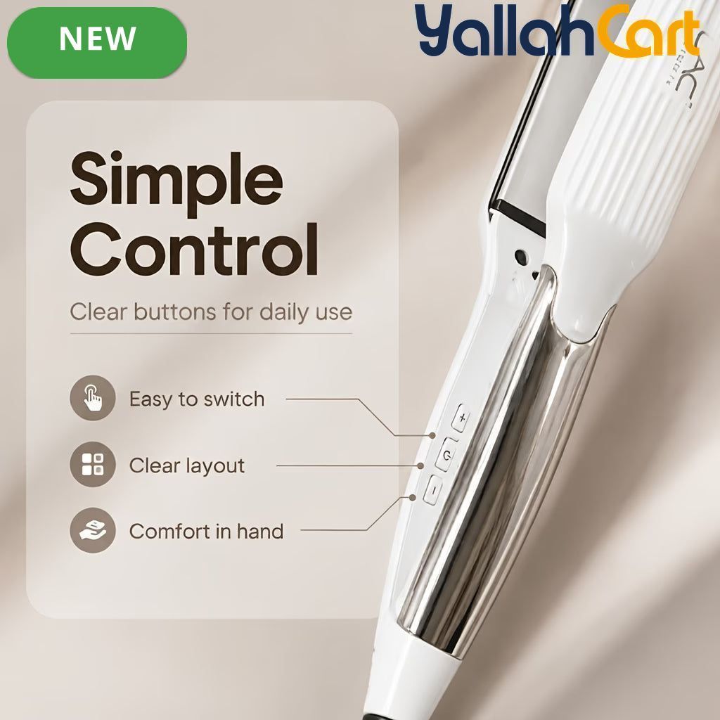 White Wide Plate Titanium Hair Straightener – Fast Heating Flat Iron