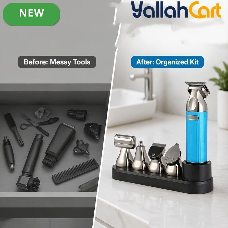 4-in-1 Men's Grooming Set Blue – Hair & Beard Trimmer Kit