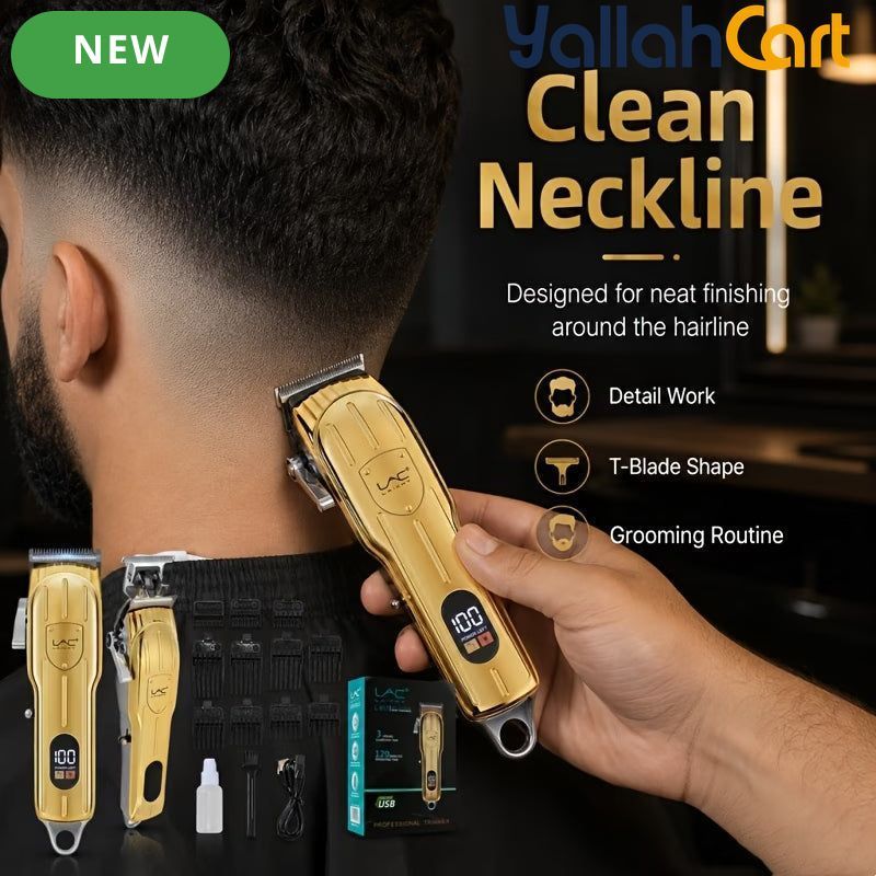 Professional Cordless Hair Clippers Golden T-Blade Trimmer for Men