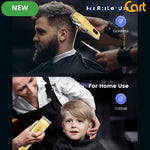 Professional Cordless Hair Clippers Golden T-Blade Trimmer for Men