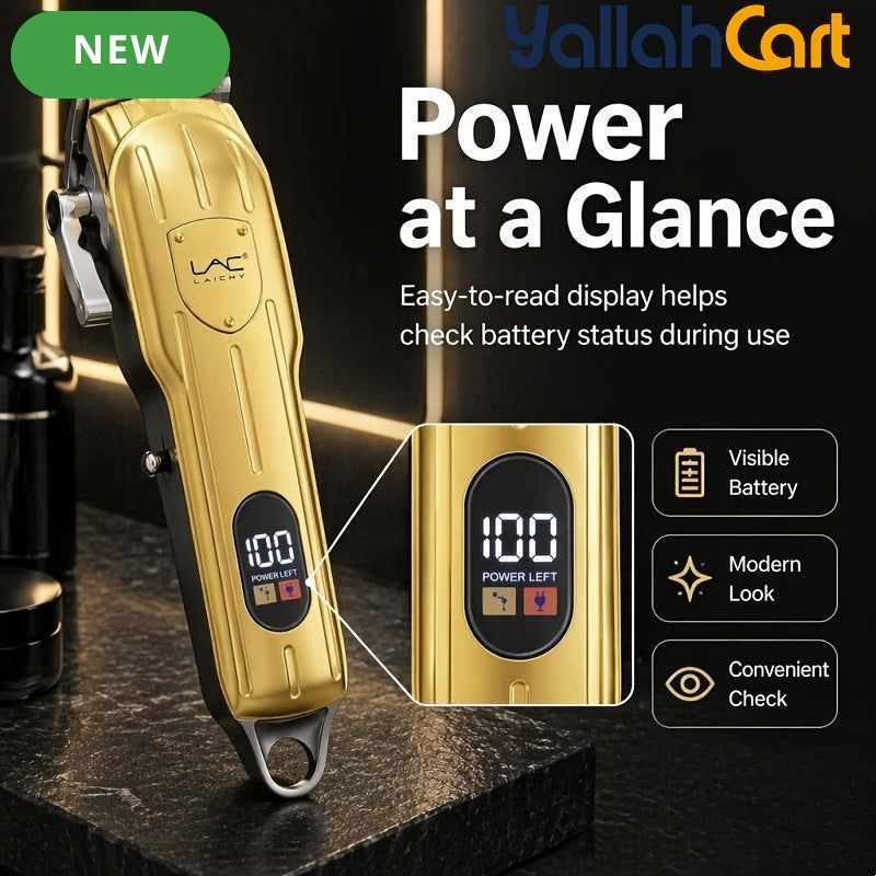 Professional Cordless Hair Clippers Golden T-Blade Trimmer for Men