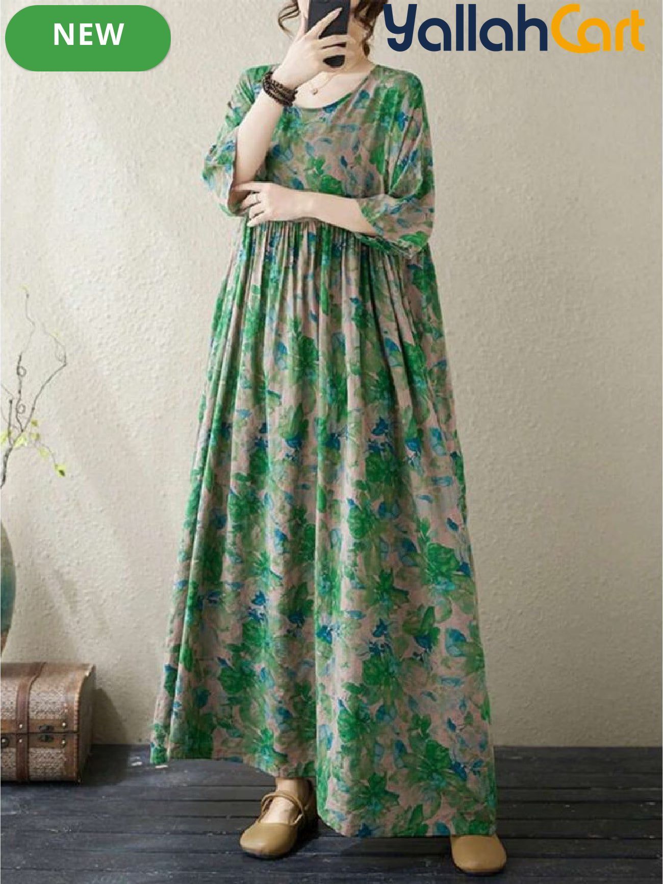 Enchanted Green Floral Plus Size Maxi Dress
