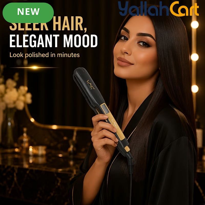 Wide Plate Digital Hair Straightener Flat Iron – Black, Smooth Glide, Low-Tug Styling Tool