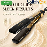 Wide Plate Digital Hair Straightener Flat Iron – Black, Smooth Glide, Low-Tug Styling Tool