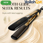 Wide Plate Digital Hair Straightener Flat Iron – Black, Smooth Glide, Low-Tug Styling Tool