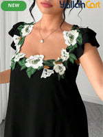 Elegant Green Lace Patchwork Square Neck Maxi Dress for Women