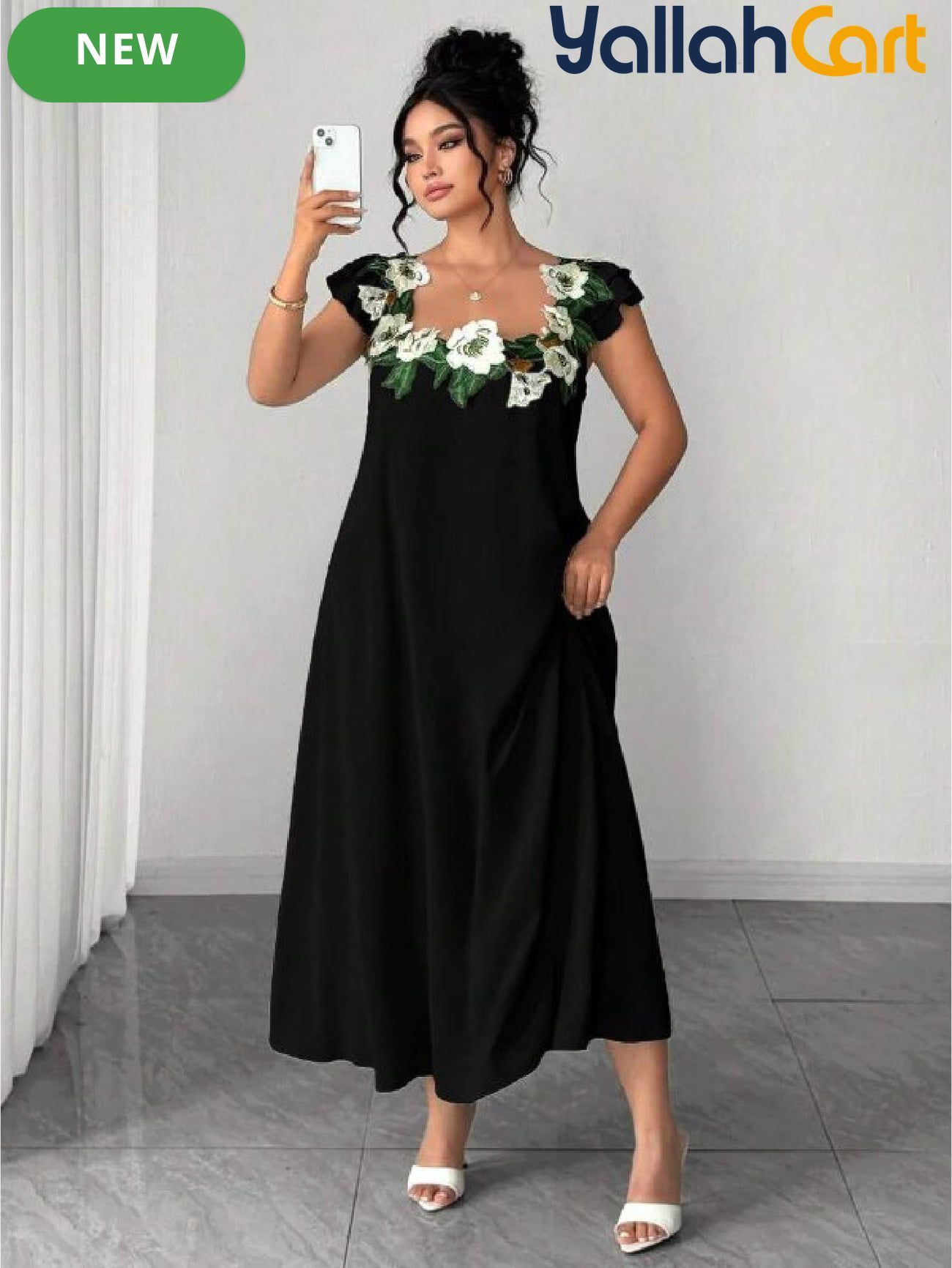 Elegant Green Lace Patchwork Square Neck Maxi Dress for Women