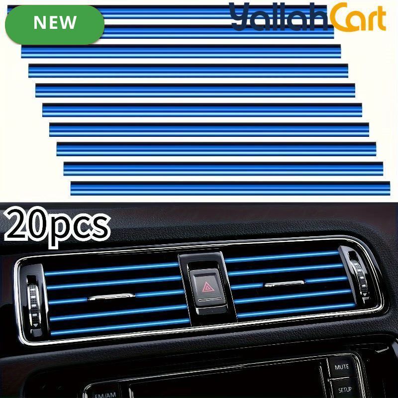 20 Pieces Flexible Shiny Black Car AC Vent Strips