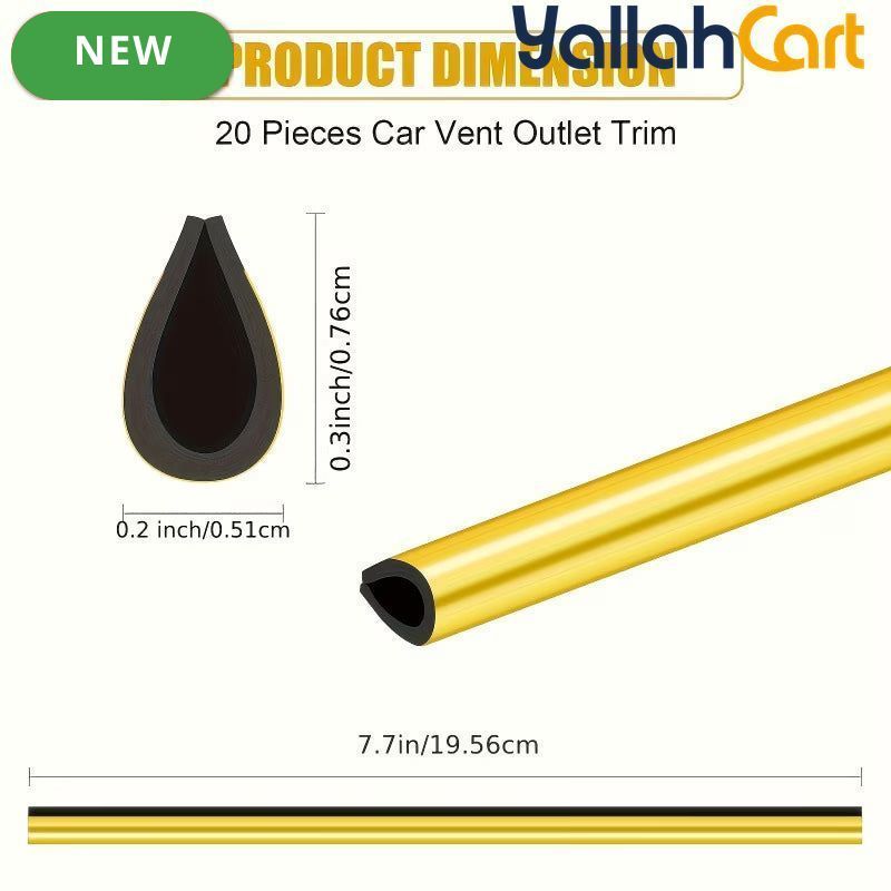 20 Pieces Flexible Shiny Black Car AC Vent Strips