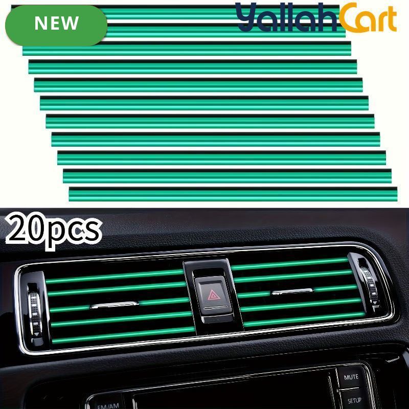 20 Pieces Flexible Shiny Black Car AC Vent Strips