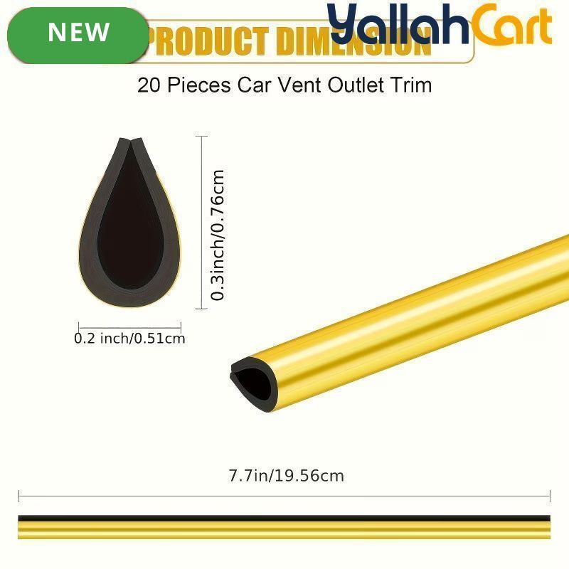 20 Pieces Flexible Shiny Black Car AC Vent Strips
