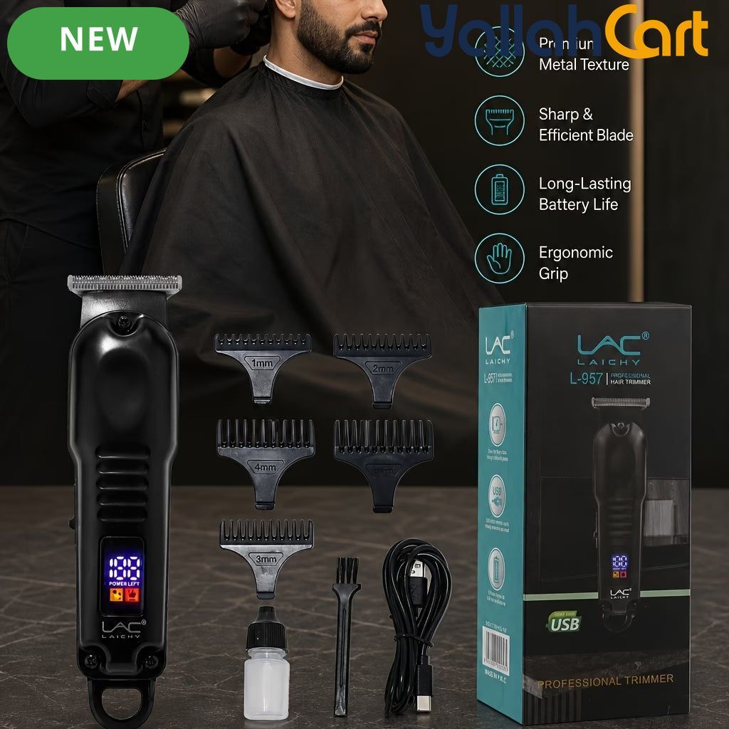 USB Rechargeable Hair Trimmer Barber Grooming Kit – Black