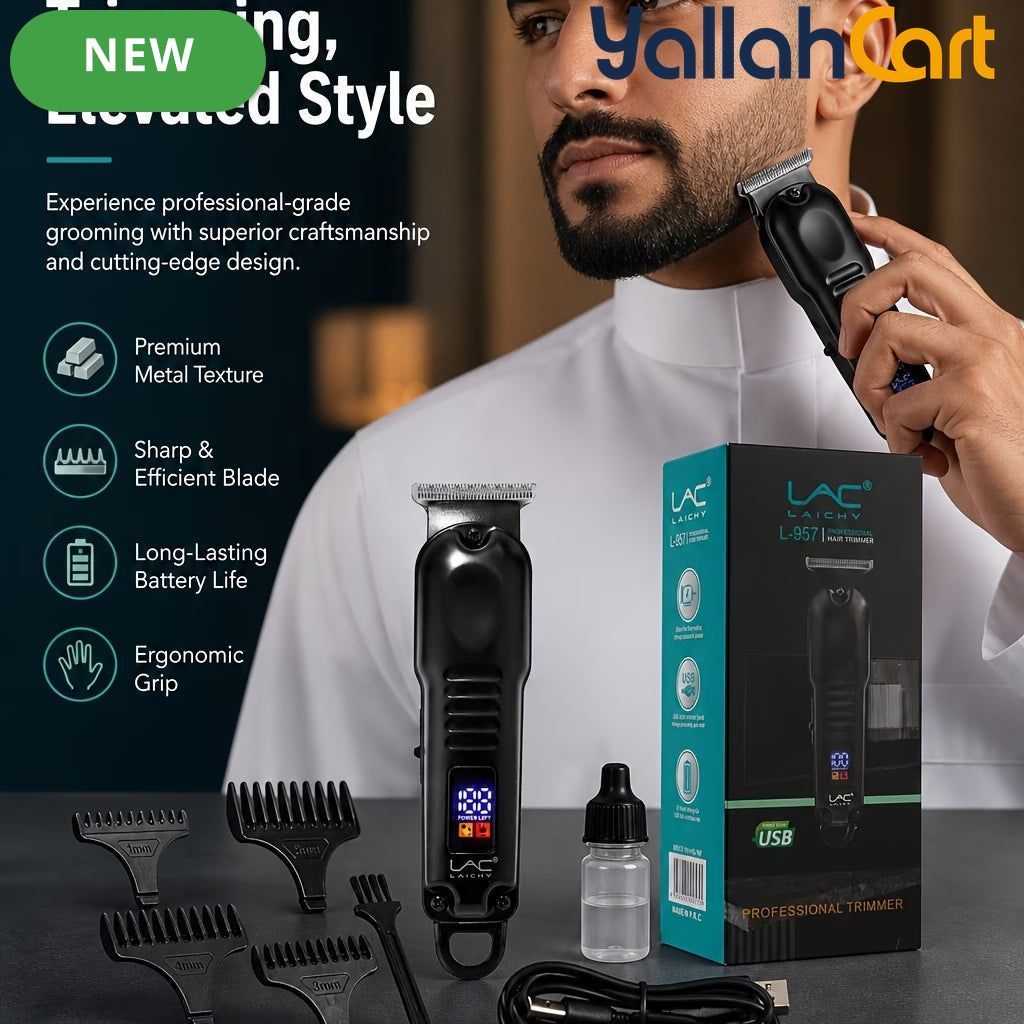 USB Rechargeable Hair Trimmer Barber Grooming Kit – Black