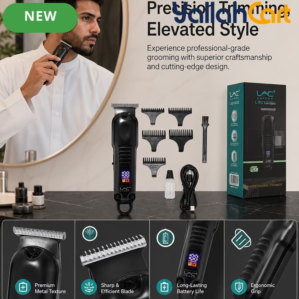 USB Rechargeable Hair Trimmer Barber Grooming Kit – Black