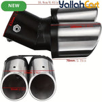 Universal Double Outlet Chrome Exhaust Tail Pipe Stainless Steel Curved Muffler Trim