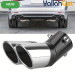 Universal Double Outlet Chrome Exhaust Tail Pipe Stainless Steel Curved Muffler Trim