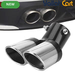 Universal Double Outlet Chrome Exhaust Tail Pipe Stainless Steel Curved Muffler Trim