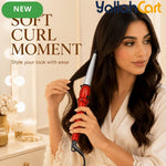 Tapered Barrel Ceramic Curling Wand – Red Hair Curler for Soft Curls & Waves
