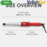 Tapered Barrel Ceramic Curling Wand – Red Hair Curler for Soft Curls & Waves