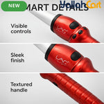 Tapered Barrel Ceramic Curling Wand – Red Hair Curler for Soft Curls & Waves