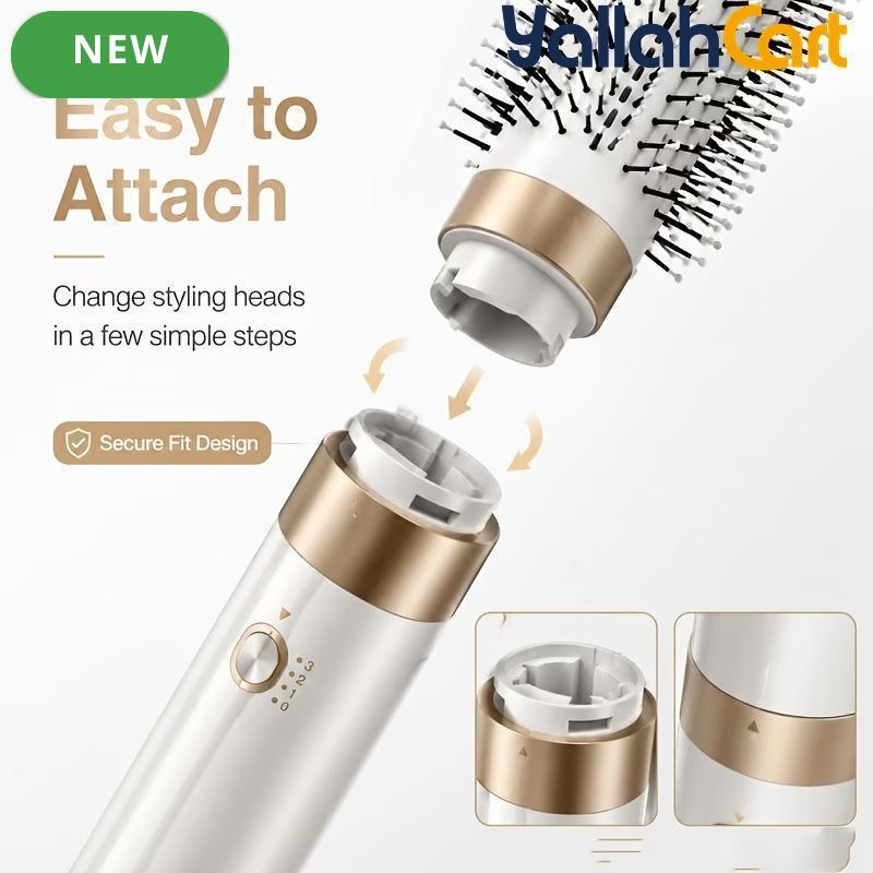 3-in-1 Hot Air Brush & Blow Dryer with Negative Ion Technology – White