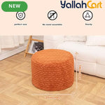 Round Burnt Orange Pouf Ottoman – Boho Footrest with High-Density Foam & Non-Slip Cover