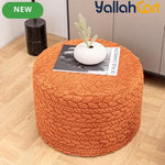 Round Burnt Orange Pouf Ottoman – Boho Footrest with High-Density Foam & Non-Slip Cover