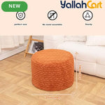 Round Burnt Orange Pouf Ottoman – Boho Footrest with High-Density Foam & Non-Slip Cover