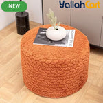 Round Burnt Orange Pouf Ottoman – Boho Footrest with High-Density Foam & Non-Slip Cover