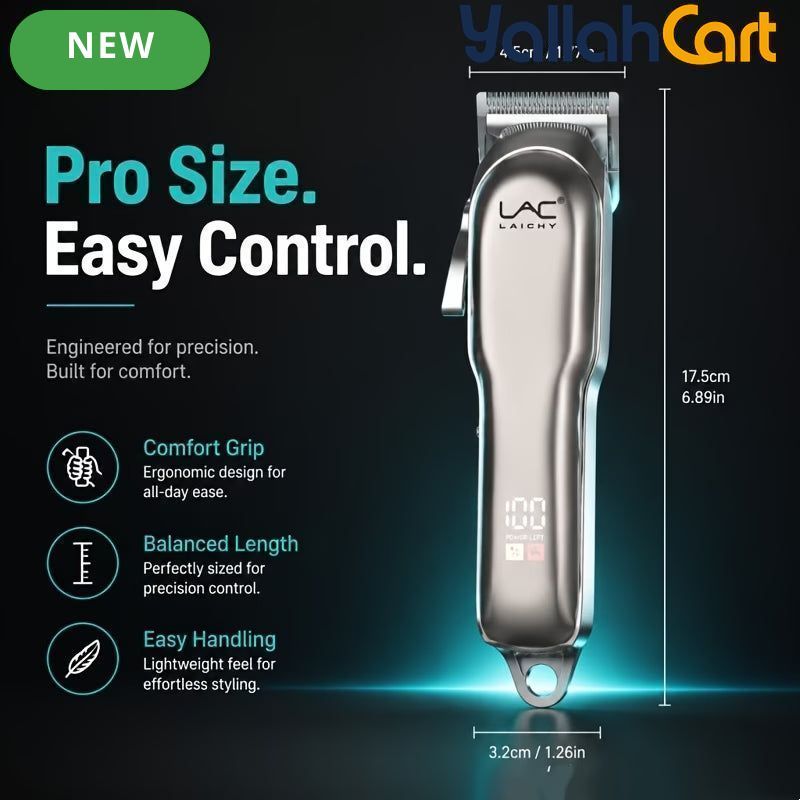 Rose Golden Metal Hair Trimmer with LED Battery Display, Cordless Clipper