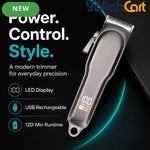 Rose Golden Metal Hair Trimmer with LED Battery Display, Cordless Clipper