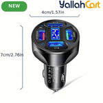 120W 4-Port USB Car Charger with Digital Display Fast Charging