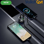 120W 4-Port USB Car Charger with Digital Display Fast Charging