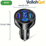 120W 4-Port USB Car Charger with Digital Display Fast Charging