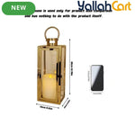 Elegant Champagne Gold Glass Candle Holder – Windproof Stainless Steel Floor-Standing Lantern