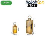 Elegant Champagne Gold Glass Candle Holder – Windproof Stainless Steel Floor-Standing Lantern