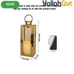 Elegant Champagne Gold Glass Candle Holder – Windproof Stainless Steel Floor-Standing Lantern