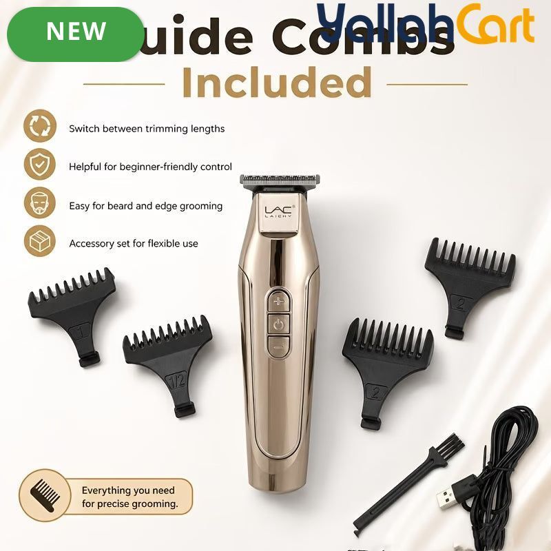 Golden Metal Precision Hair Trimmer Kit – USB Rechargeable Cordless Grooming Clipper
