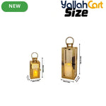 Elegant Champagne Gold Glass Candle Holder – Windproof Stainless Steel Floor-Standing Lantern