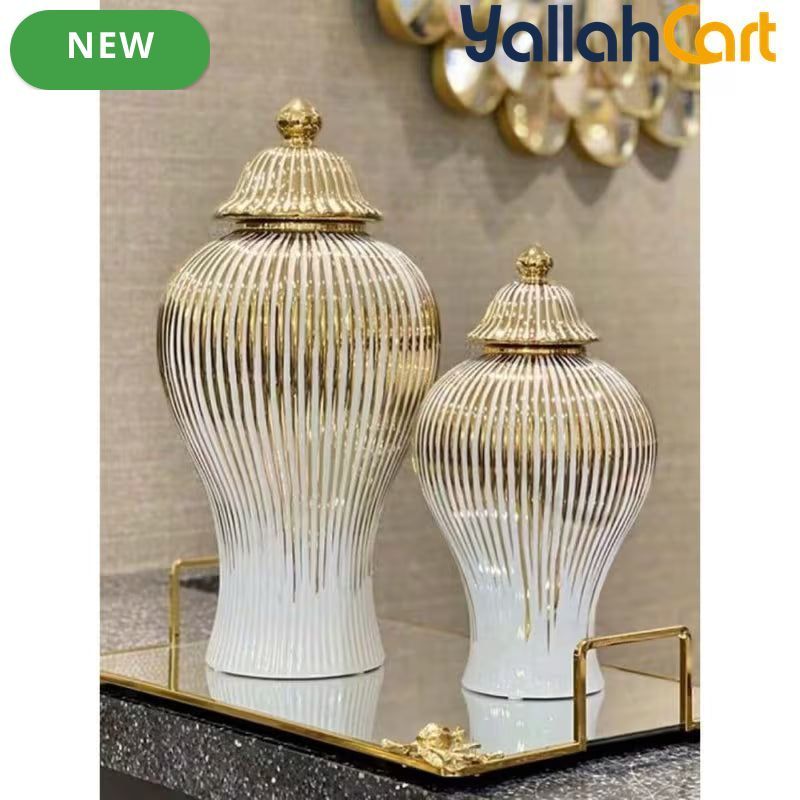European Luxury Ceramic Bottle Vase – Versatile Decorative Storage for Home & Hotel Décor