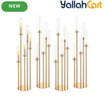 107.95cm 5-Arm Golden Floor Candle Holder – Metal Centerpiece for Weddings & Home Décor