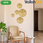 7-Piece Golden Metal Leaf Wall Art – 3D Decorative Wall Sculptures for Home & Office