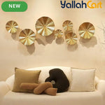 7-Piece Golden Metal Leaf Wall Art – 3D Decorative Wall Sculptures for Home & Office