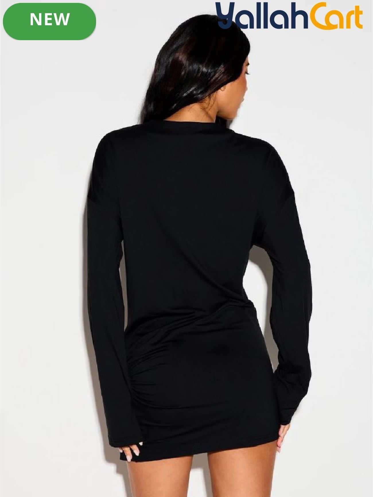 Elegant Long Sleeve Mesh Mini Dress with Ring Neck & Ruffle Details