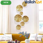 7-Piece Golden Metal Leaf Wall Art – 3D Decorative Wall Sculptures for Home & Office